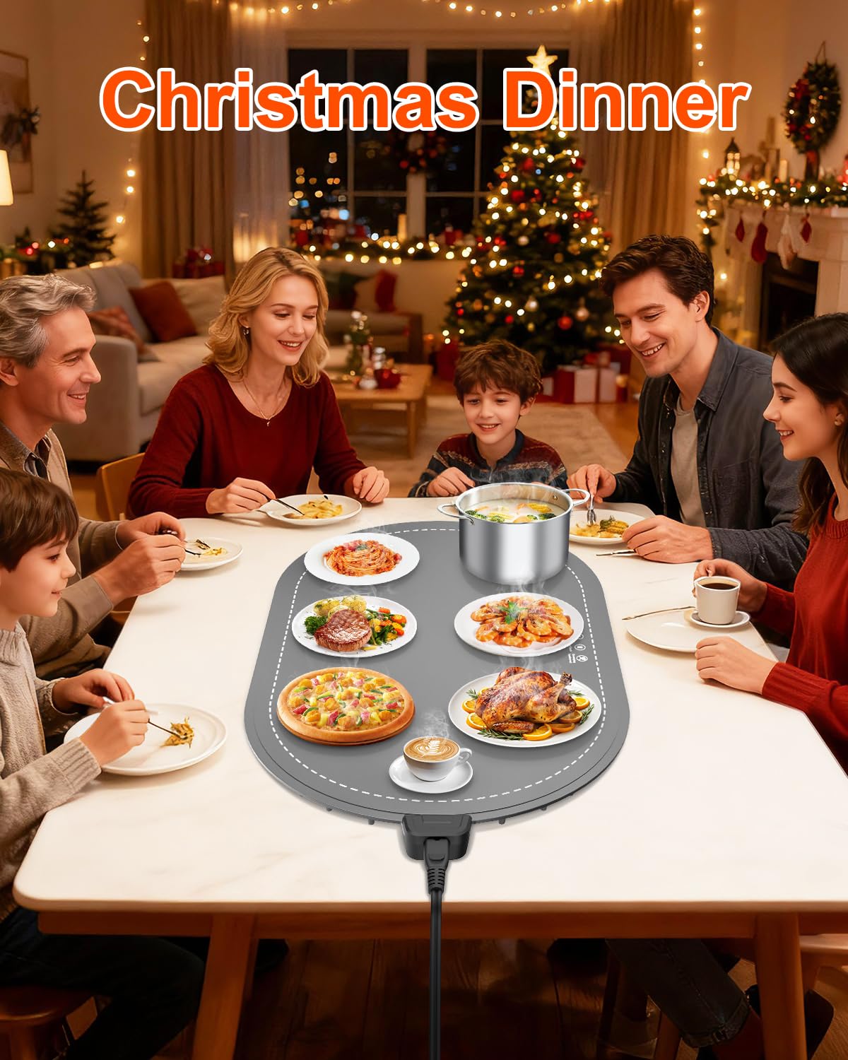 seenlast Warming Mat for Food with Adjustable Temperature Timer,10S Fast Heating Electric Food Warming Mat for Parties Buffet Daily,Food Heating Mat with Insulating Pad Raised Feet Protects Table - SkinNails&Makeup