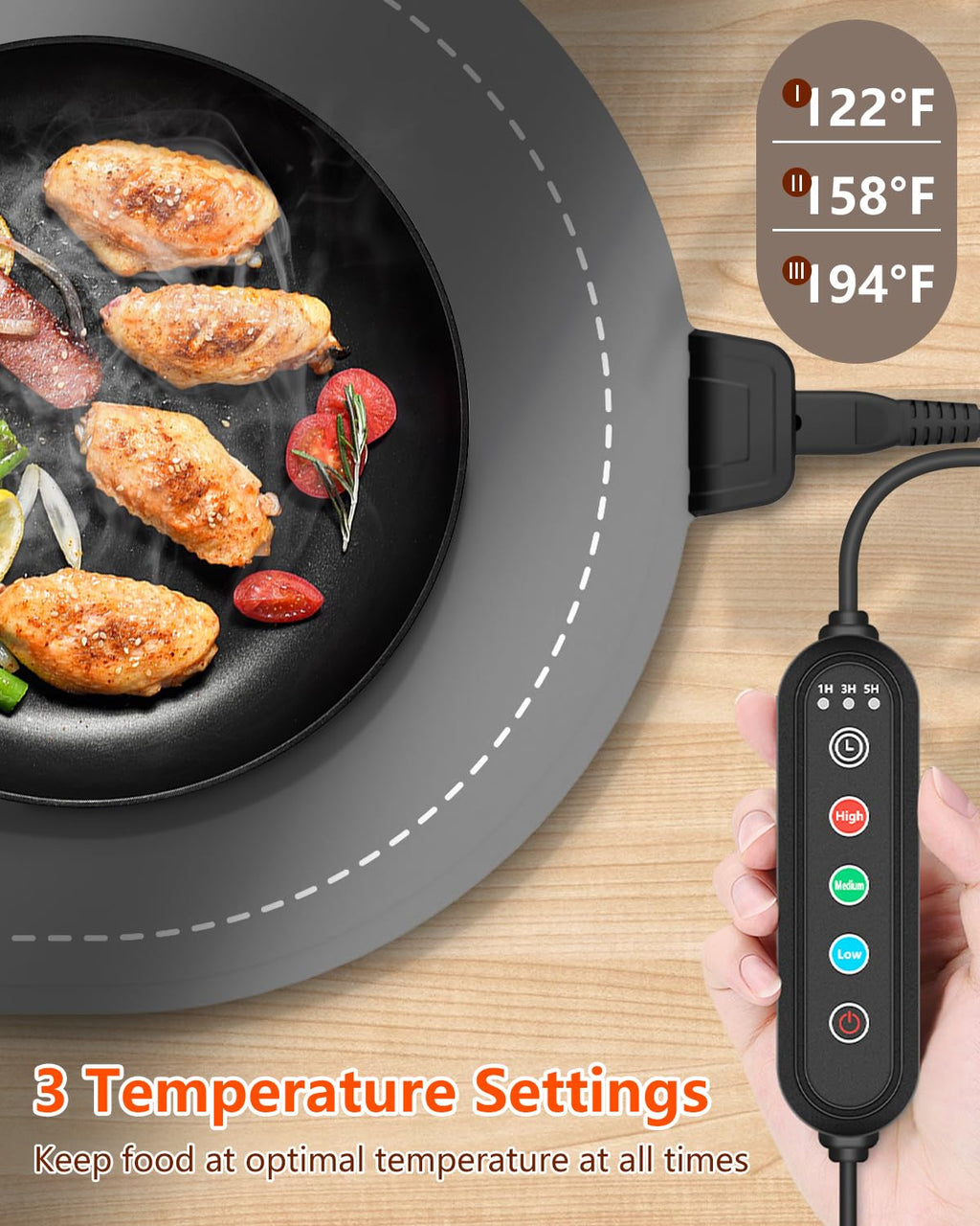 seenlast Warming Mat for Food with Adjustable Temperature Timer,10S Fast Heating Electric Food Warming Mat for Parties Buffet Daily,Food Heating Mat with Insulating Pad Raised Feet Protects Table - SkinNails&Makeup