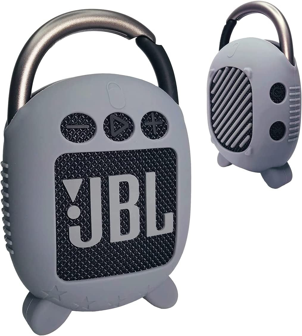 Silicone Cover Case for JBL Clip 4 Portable Bluetooth Speaker, Protective Carrying Case for JBL Clip 4 Portable Bluetooth Speaker Stand up Holder (Grey) - SkinNails&Makeup