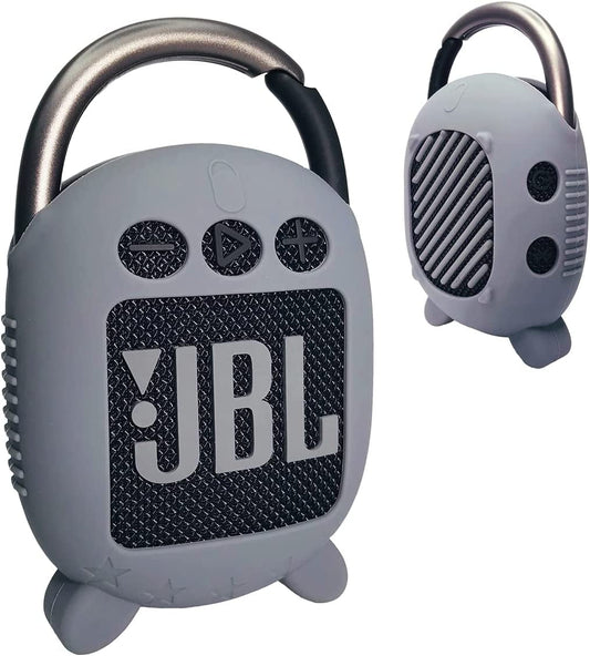 Silicone Cover Case for JBL Clip 4 Portable Bluetooth Speaker, Protective Carrying Case for JBL Clip 4 Portable Bluetooth Speaker Stand up Holder (Grey) - SkinNails&Makeup