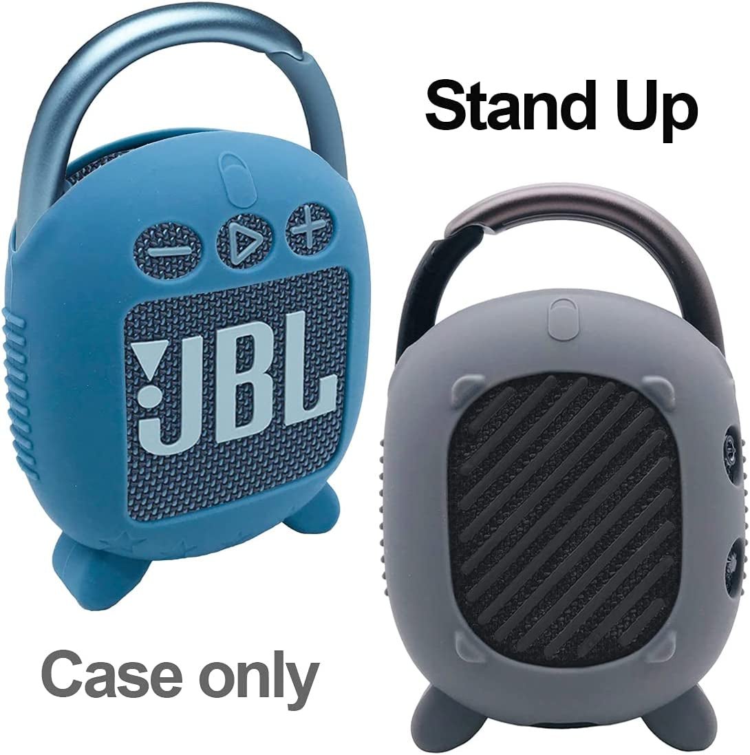 Silicone Cover Case for JBL Clip 4 Portable Bluetooth Speaker, Protective Carrying Case for JBL Clip 4 Portable Bluetooth Speaker Stand up Holder (Grey) - SkinNails&Makeup