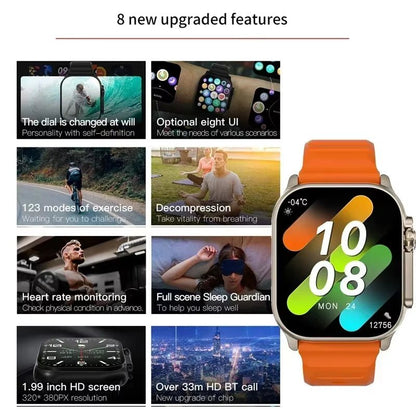 Smart Watch Bluetooth Talk Smartwatch Message Alert Heart Rate Monitor Sports Watch for Android IOS Men Women - SkinNails&Makeup