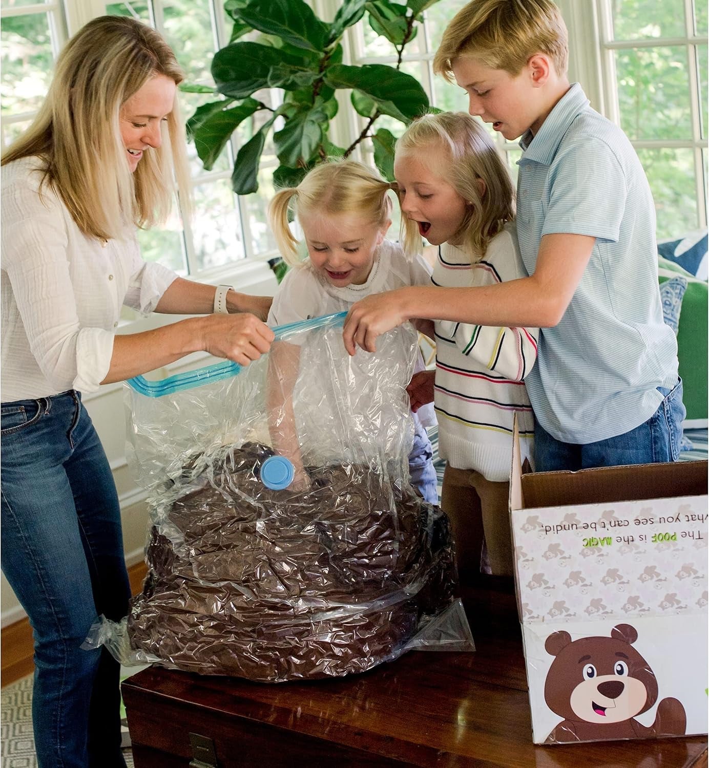 ®| Sqoosh2Poof™| Jumbo Plush Character Compressed inside Small Box | 54" Bear - SkinNails&Makeup