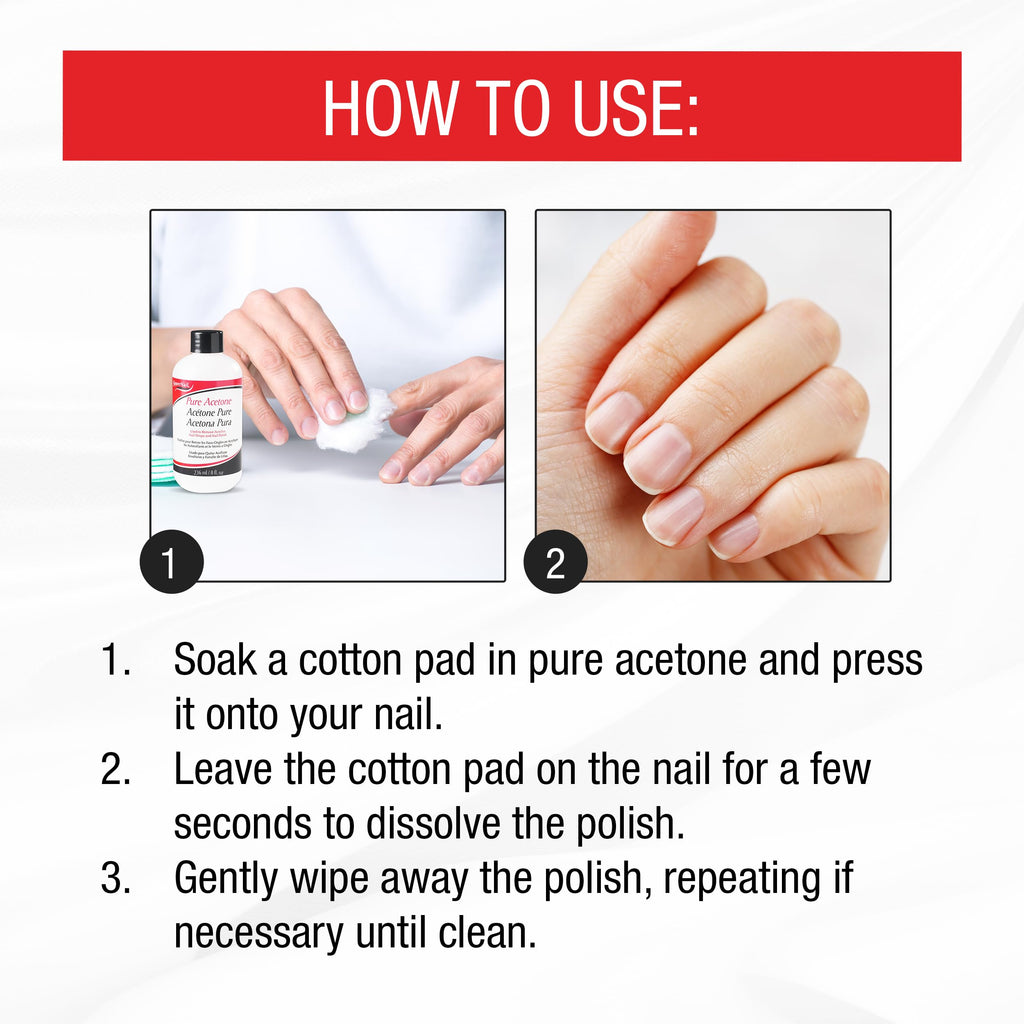 Supernail Pure Acetone Nail Polish Remover - Professional Strength for Acrylic, Gel & Dip Powder, Fast & Quick Gel Nail Polish Remover, 8 fl oz - SkinNails&Makeup