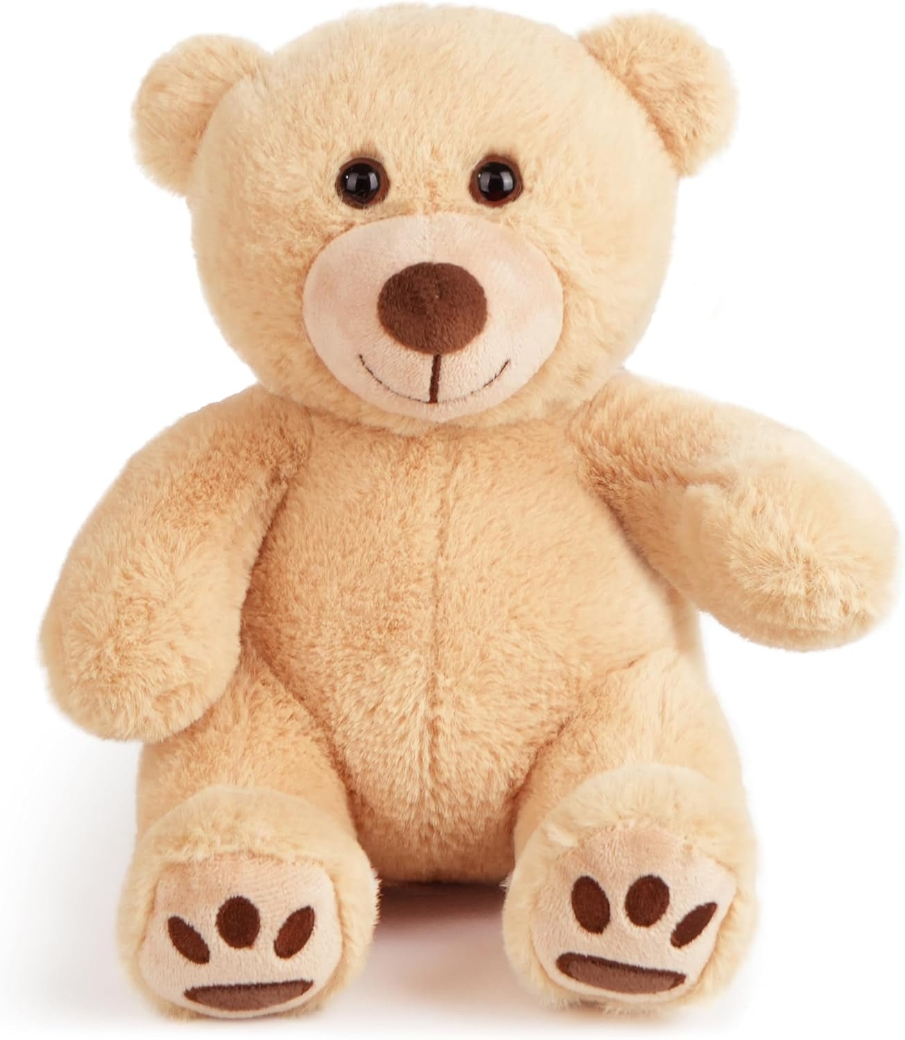 Teddy Bear Stuffed Animals, 10 Inch Soft Cuddly Plush Toys, Cute Plushies with Footprints, Stuffed Animals for Girls Kids Baby Toddlers, Baby Shower Easter Birthday Gift Decor, Light Brown - SkinNails&Makeup