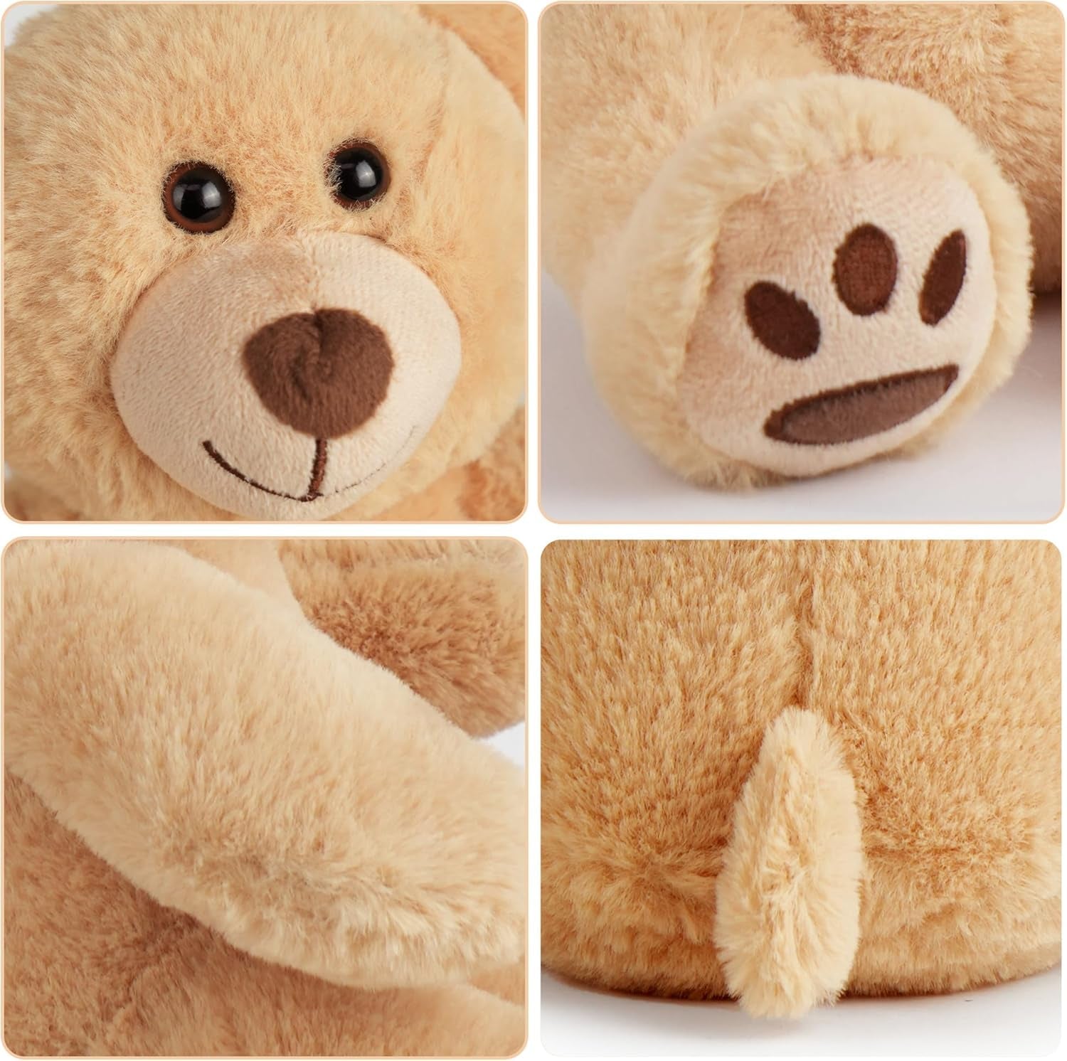 Teddy Bear Stuffed Animals, 10 Inch Soft Cuddly Plush Toys, Cute Plushies with Footprints, Stuffed Animals for Girls Kids Baby Toddlers, Baby Shower Easter Birthday Gift Decor, Light Brown - SkinNails&Makeup