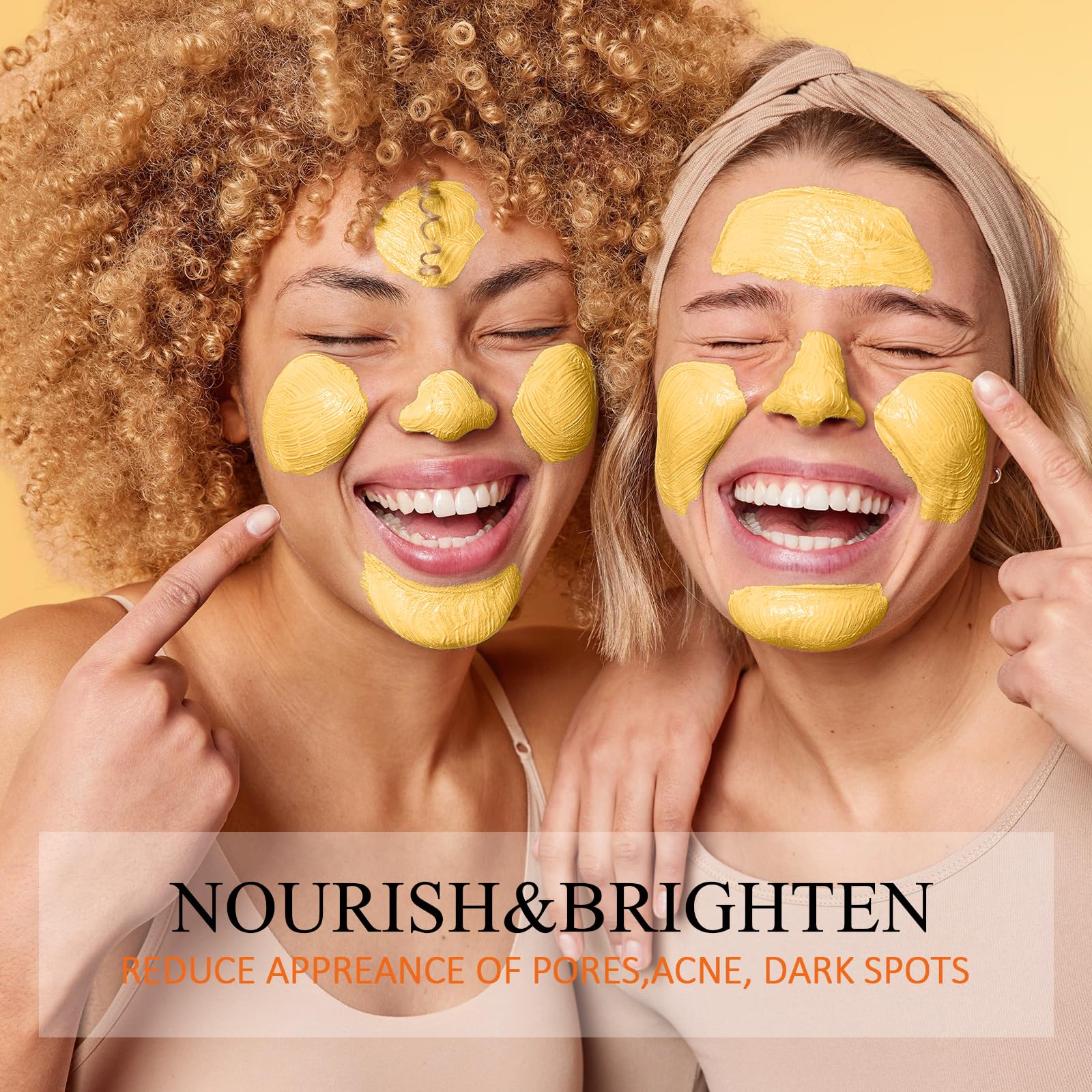 Vitamin C Face Mask with Kaolin Clay and Turmeric for Dark Spots, Dull Skin, Skincare Facial Mask for Controlling Oil and Refining Pores 5.29 Oz - SkinNails&Makeup