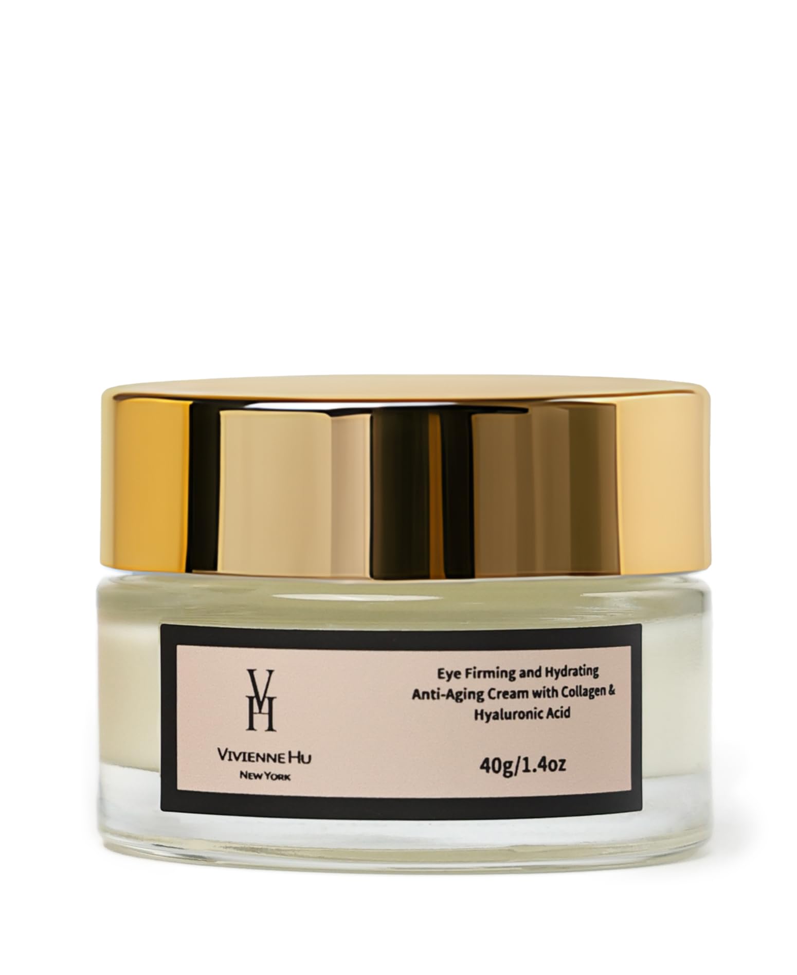 VivienneHu Eye Firming and Hydrating Anti - Aging Cream with Collagen and Hyaluronic Acid for Dark Circles & Puffiness, Daily Wrinkle Cream, Anti Aging Skin Care Treatment Women and Men, 1.4oz/40g - SkinNails&Makeup