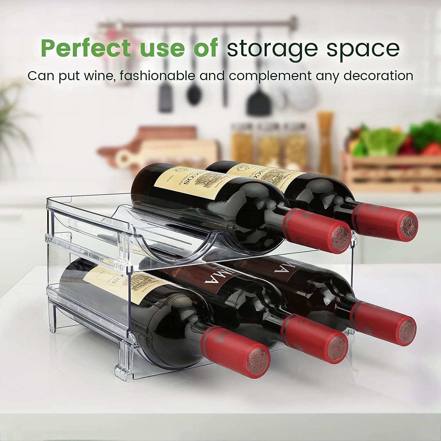 Water Bottle Organizer for Cabinet, Water Bottle Storage Organizer, 2 Packs Water Bottle Storage Rack, Water Bottle Holder for Cabinet, Stackable Water Bottle Storage Rack - SkinNails&Makeup