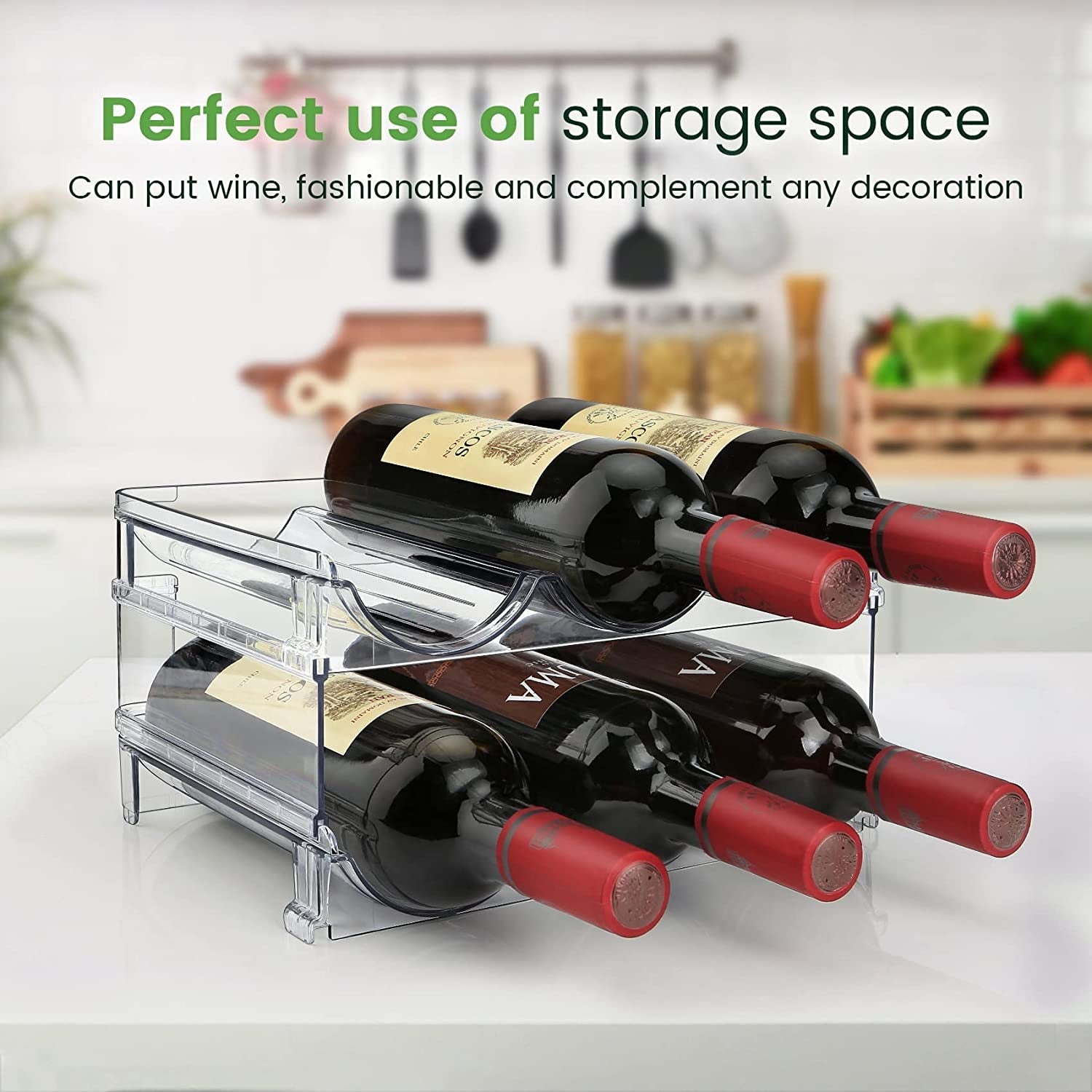 Water Bottle Organizer for Cabinet, Water Bottle Storage Organizer, 2 Packs Water Bottle Storage Rack, Water Bottle Holder for Cabinet, Stackable Water Bottle Storage Rack - SkinNails&Makeup