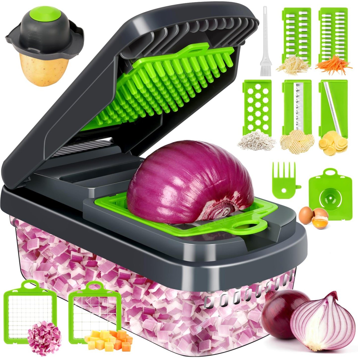 Yusshn 12 - in - 1 Vegetable Chopper – The Viral Kitchen Gadget Every Home Cook Needs 🥗🔪 - SkinNails&Makeup