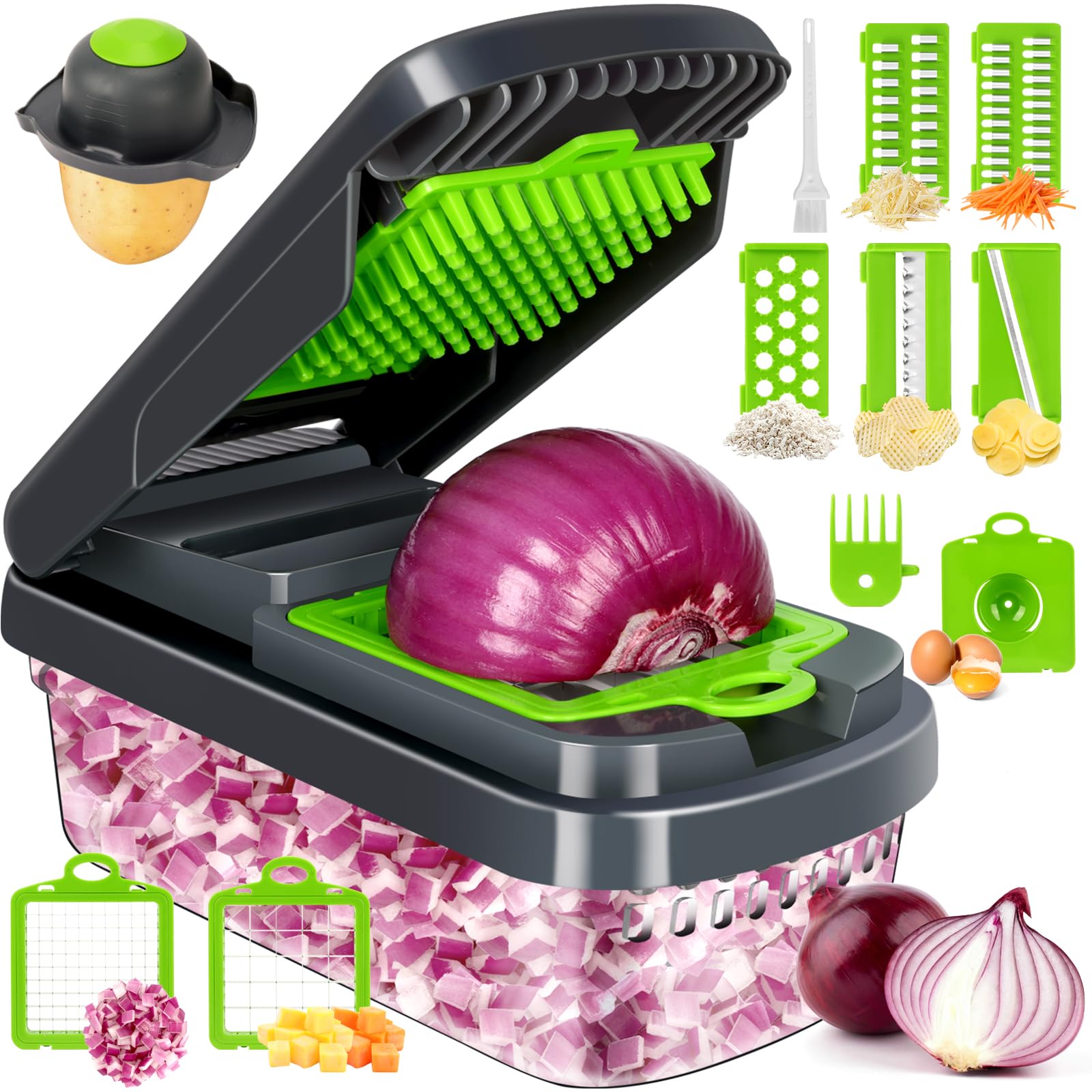 Yusshn 12 - in - 1 Vegetable Chopper – The Viral Kitchen Gadget Every Home Cook Needs 🥗🔪 - SkinNails&Makeup